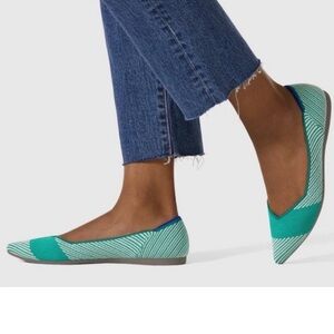 Rothy’s The Point Calypso Retired Womens Flat Slip-on Shoes Green Size 10 Weaved